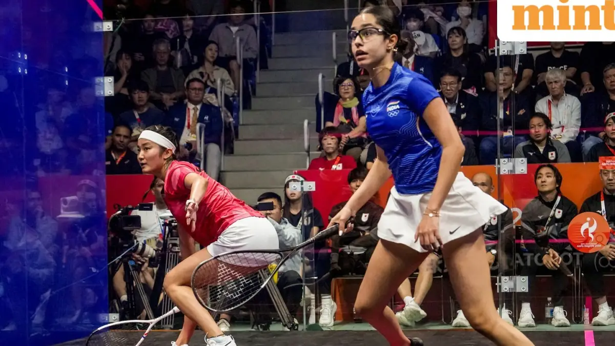 Anahat Singh in action during the Asian Games squash semifinal