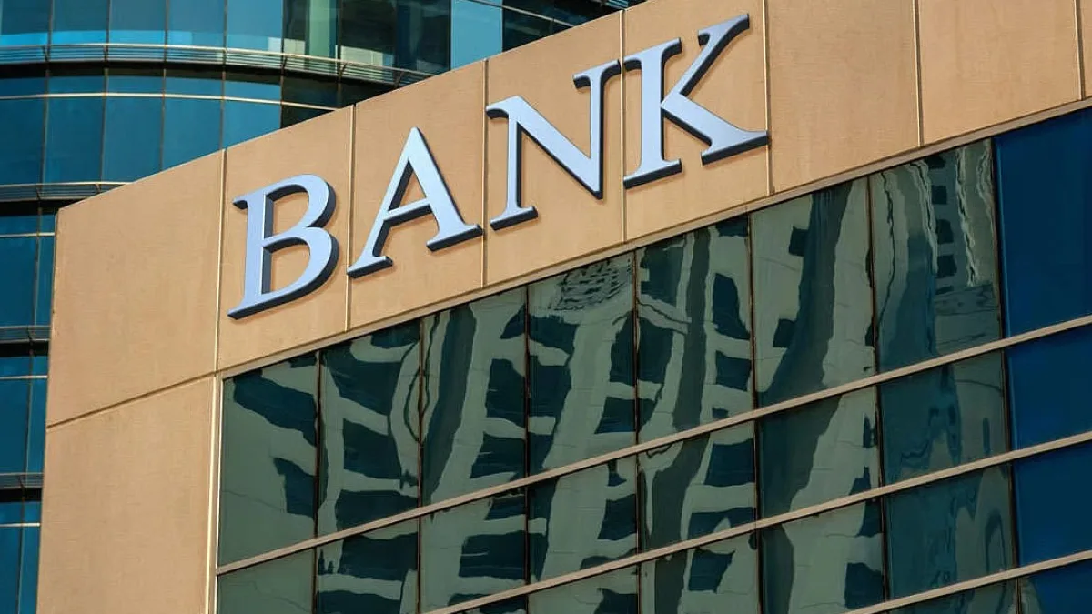 Bank employees protesting during a strike