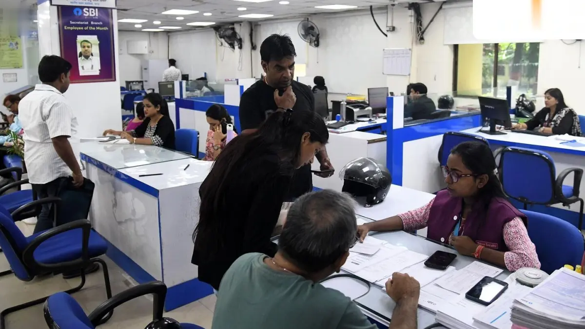 Bank employees working at a branch
