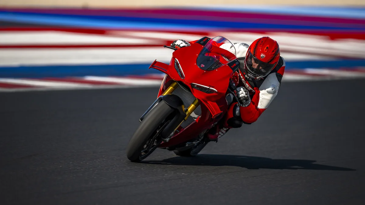 A superbike on a racetrack