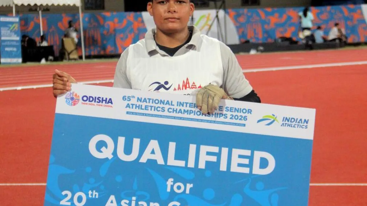 Athlete in action during a track and field event