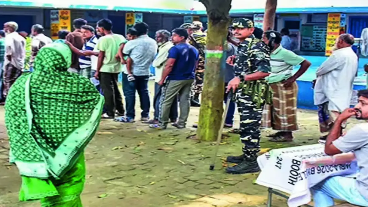 Voters casting their ballots in a polling station