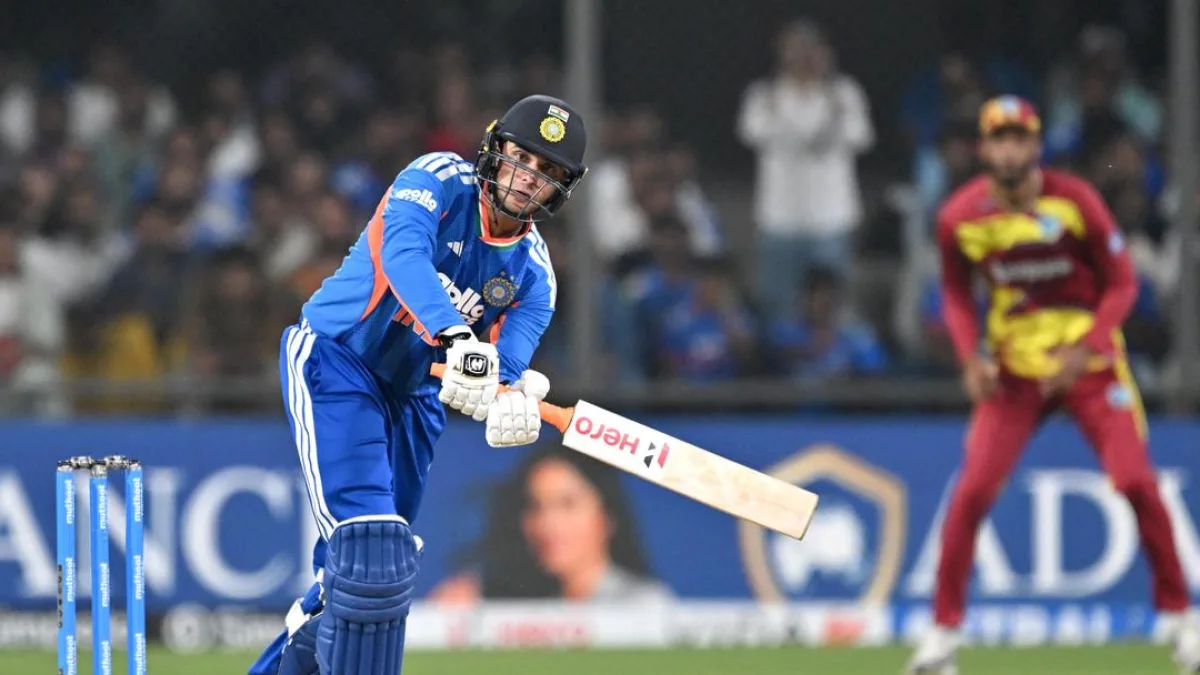 Cricket players in action during a T20I match