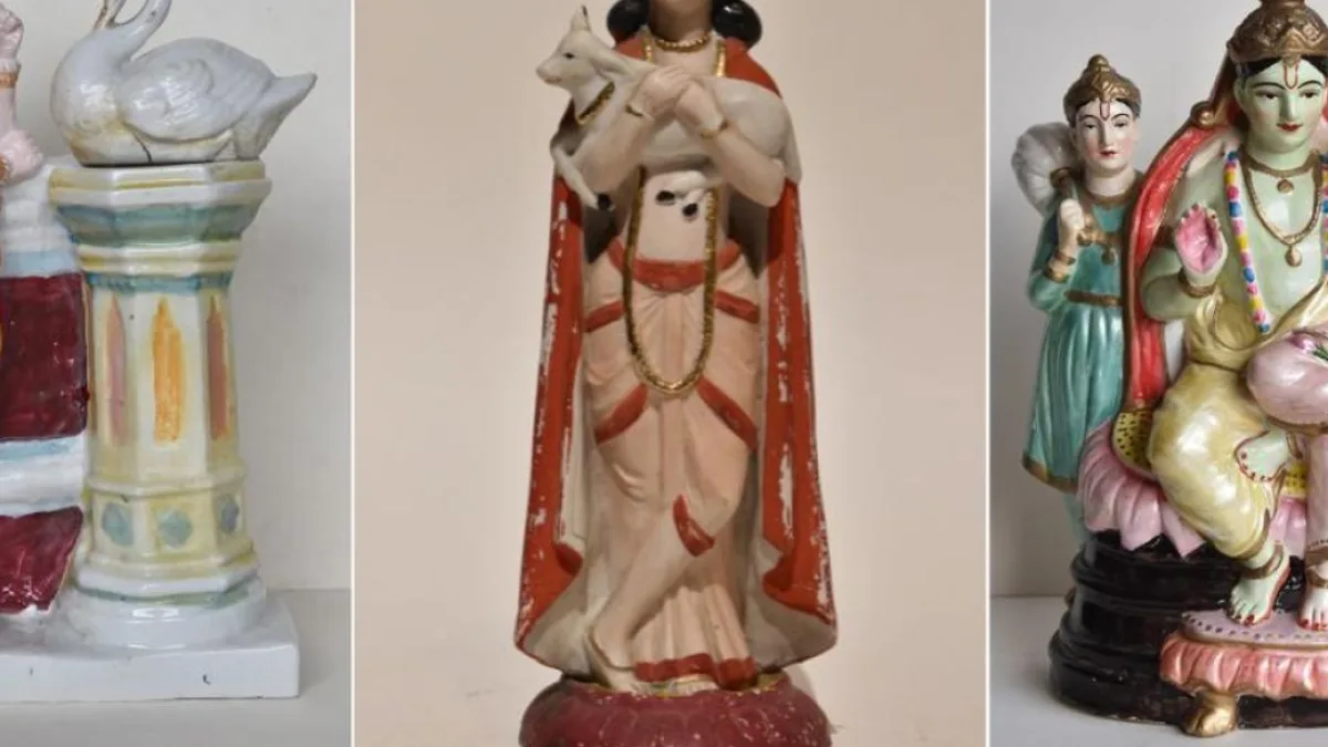 A delicate porcelain figurine of Krishna