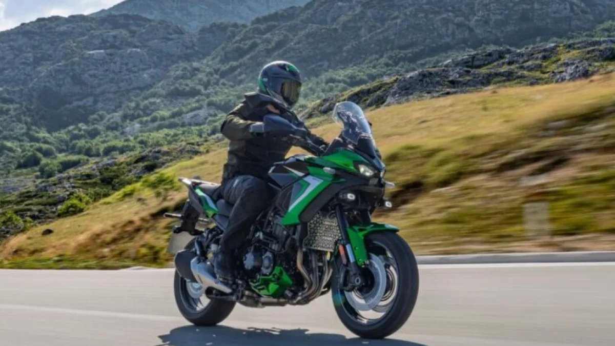 Touring motorcycle on a highway