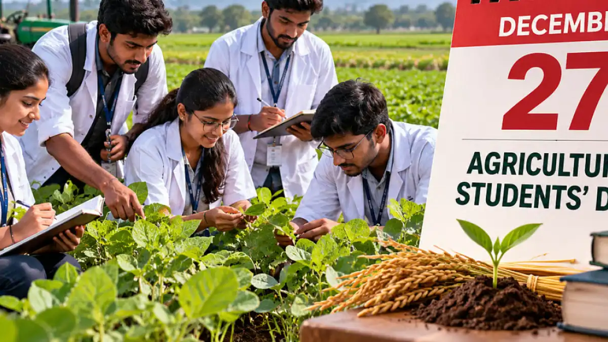 Agriculture students in a field