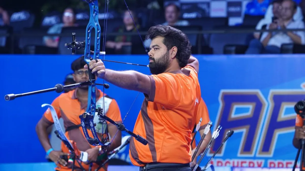 Archers in action during a match