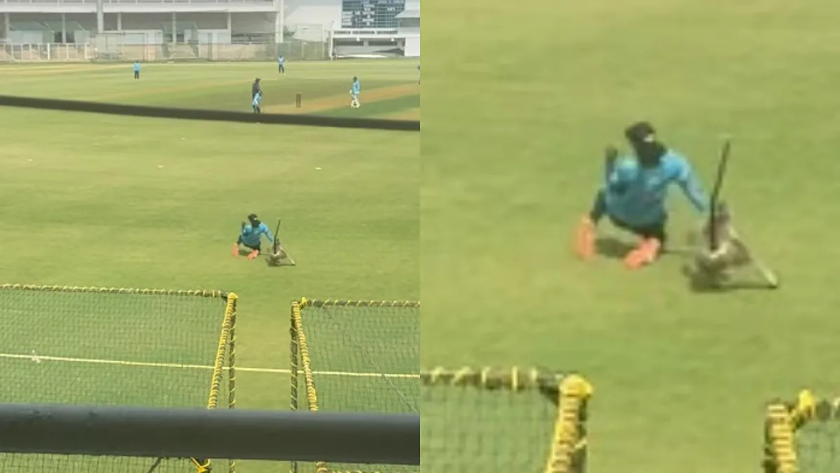 Cricket players on the field during a match