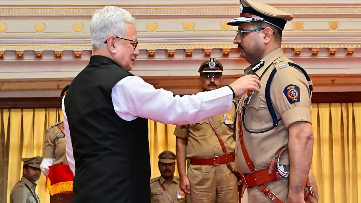 Police officers during a ceremony
