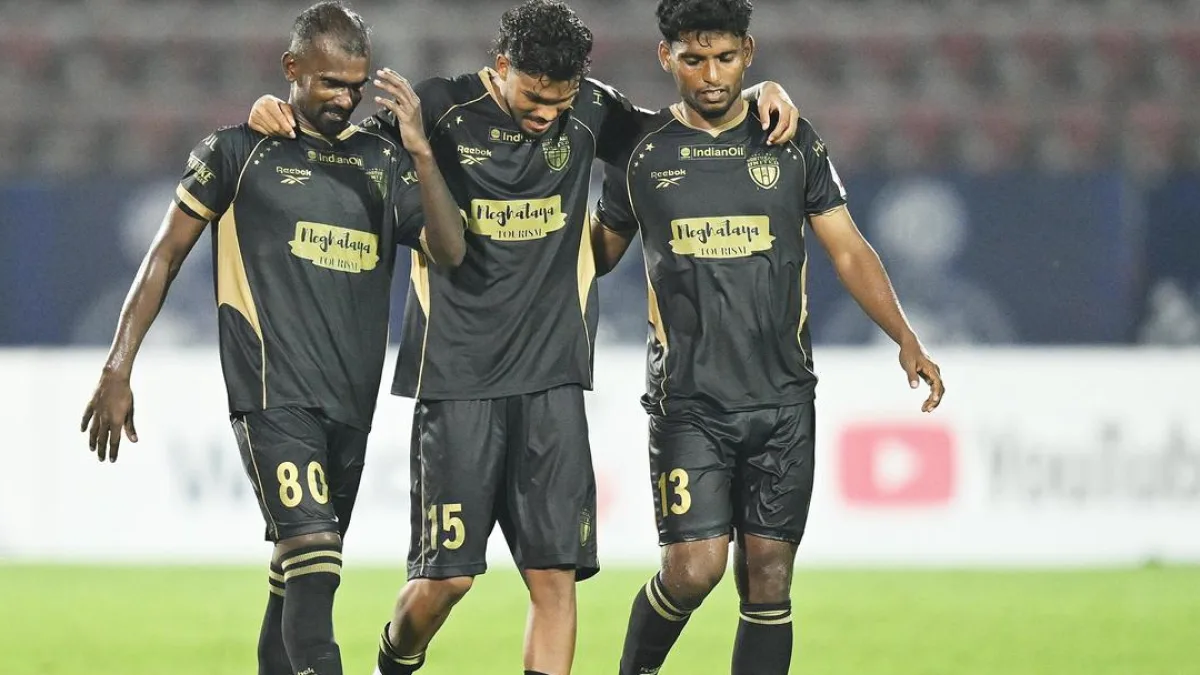Football players in action during a match