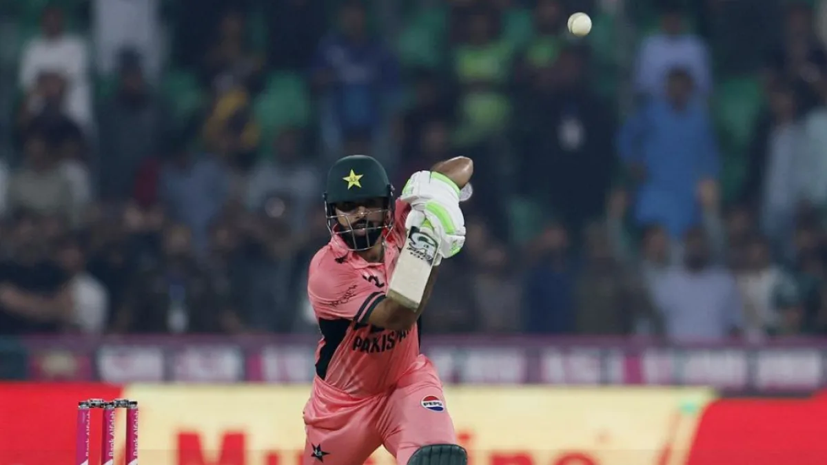 Cricket players in action during a match