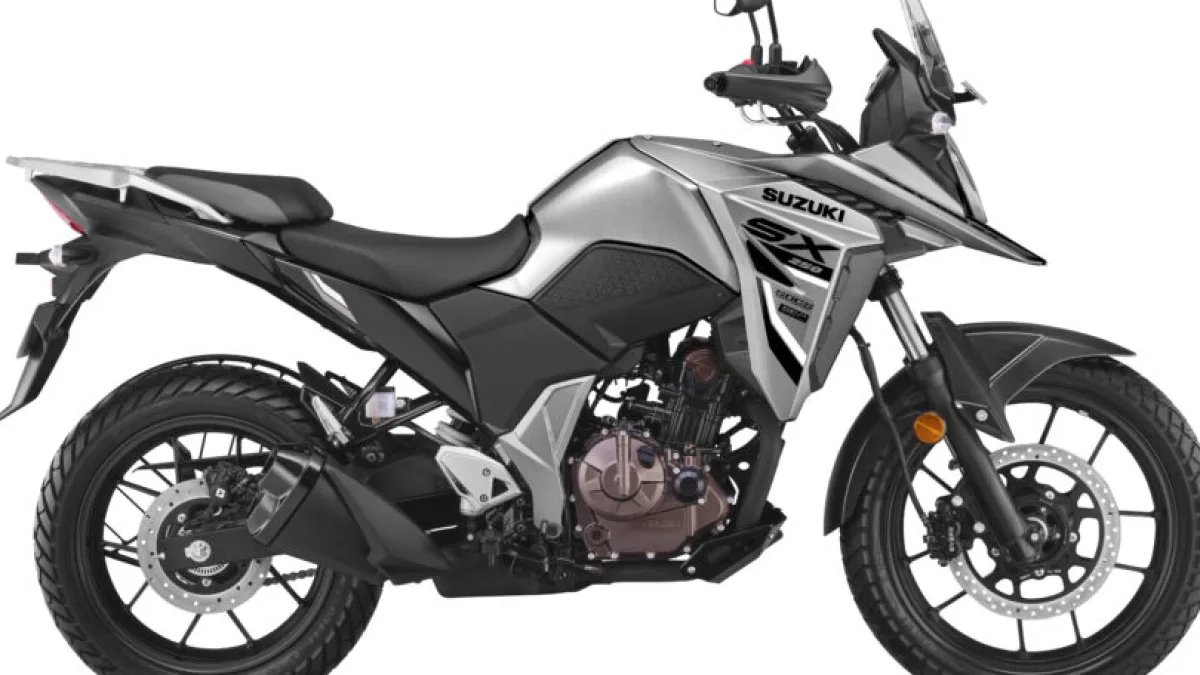 Motorcycle with black and grey paint scheme