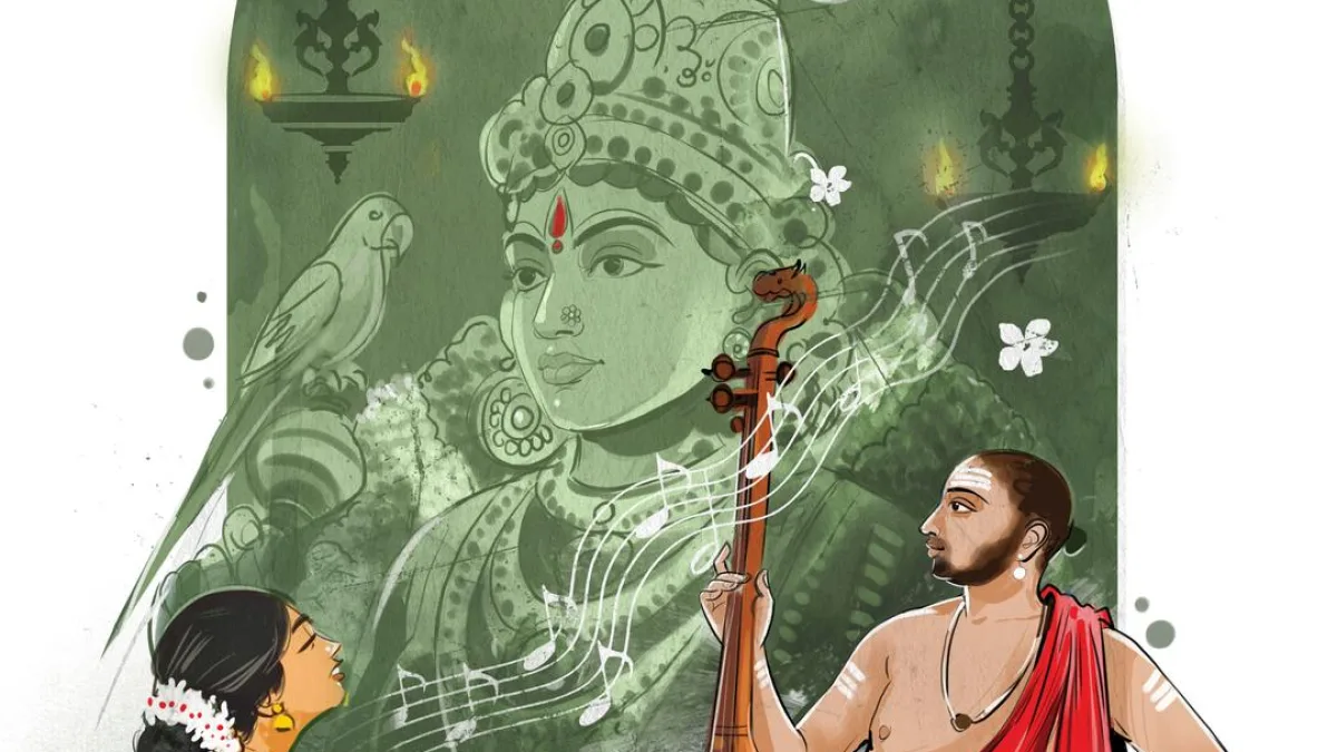 A Carnatic musician performing at a concert