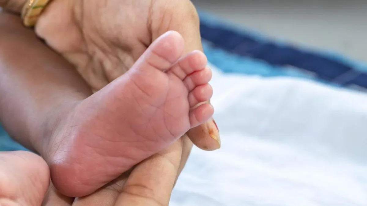 A newborn baby in a hospital