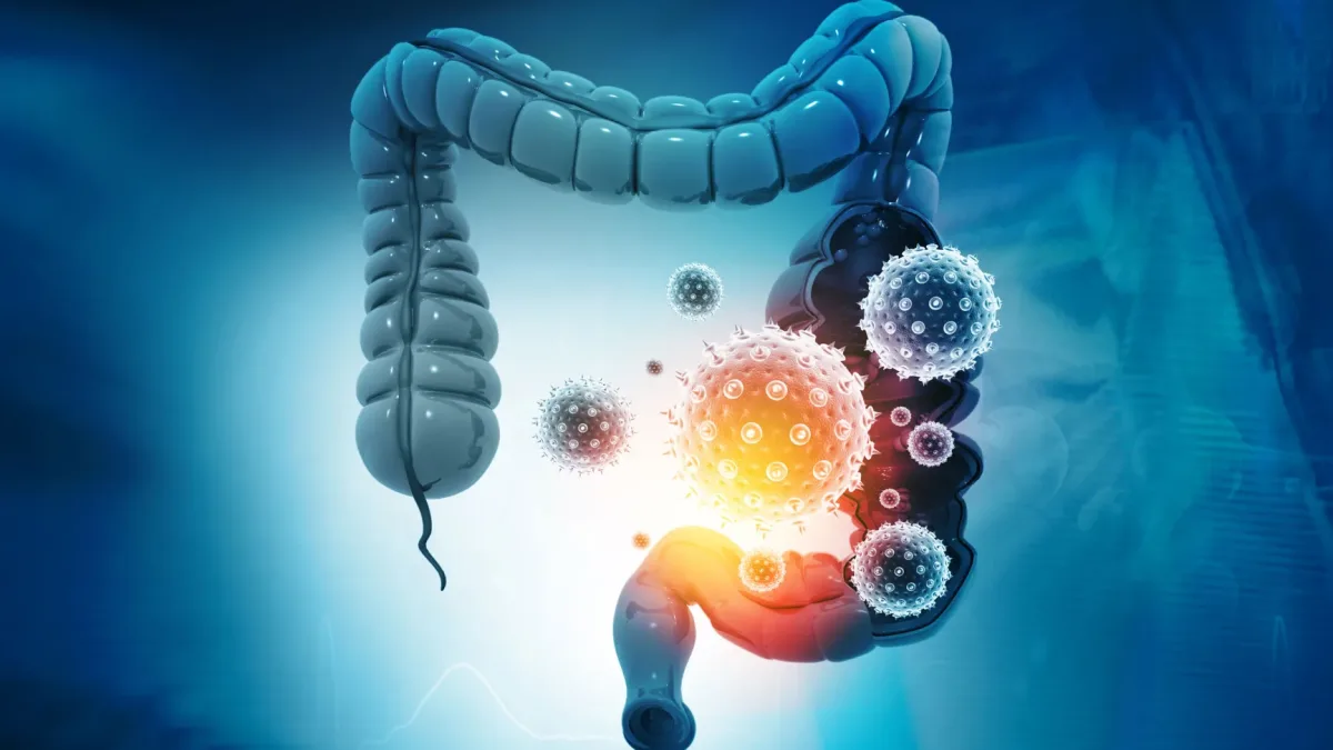 Scientists in a laboratory studying gut bacteria